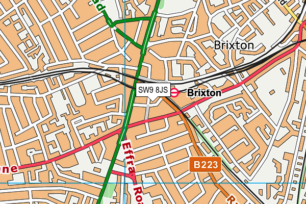 SW9 8JS map - OS VectorMap District (Ordnance Survey)