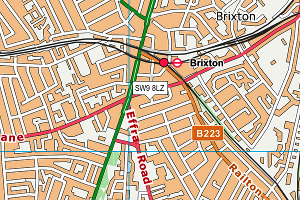 SW9 8LZ map - OS VectorMap District (Ordnance Survey)