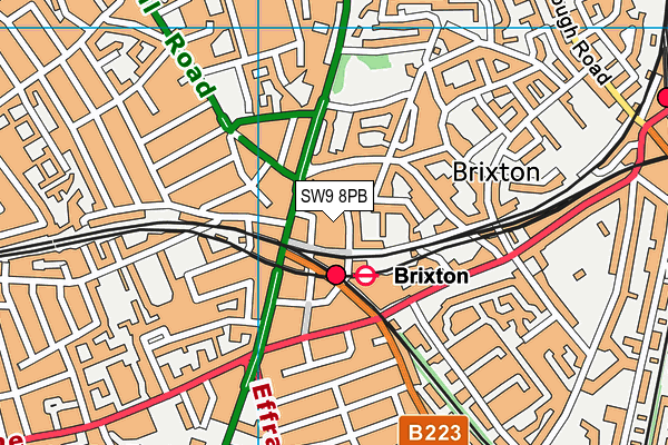 SW9 8PB map - OS VectorMap District (Ordnance Survey)