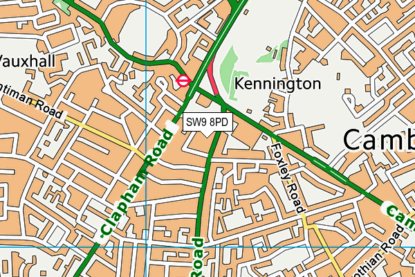 SW9 8PD map - OS VectorMap District (Ordnance Survey)