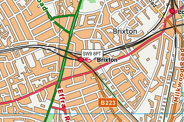 SW9 8PT map - OS VectorMap District (Ordnance Survey)