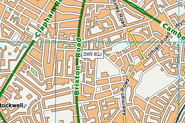 SW9 8QJ map - OS VectorMap District (Ordnance Survey)