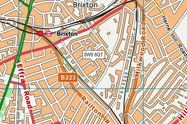 SW9 8QT map - OS VectorMap District (Ordnance Survey)