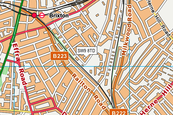 SW9 8TD map - OS VectorMap District (Ordnance Survey)