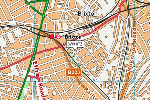 SW9 8TZ map - OS VectorMap District (Ordnance Survey)