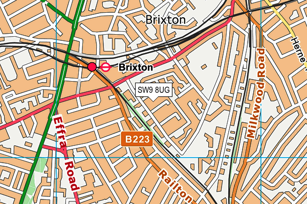 SW9 8UG map - OS VectorMap District (Ordnance Survey)