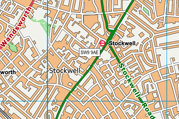 SW9 9AE map - OS VectorMap District (Ordnance Survey)