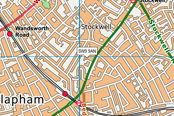 SW9 9AN map - OS VectorMap District (Ordnance Survey)