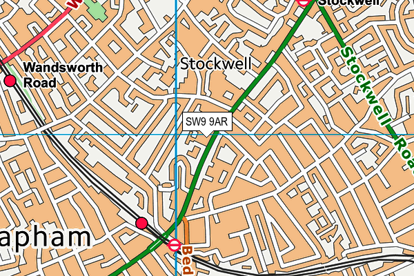 SW9 9AR map - OS VectorMap District (Ordnance Survey)