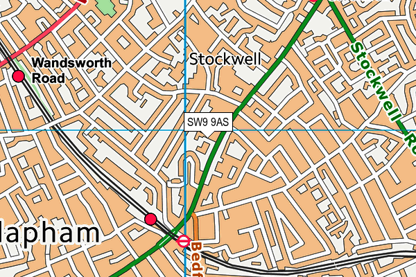 SW9 9AS map - OS VectorMap District (Ordnance Survey)