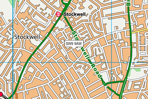 SW9 9AW map - OS VectorMap District (Ordnance Survey)