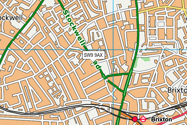 SW9 9AX map - OS VectorMap District (Ordnance Survey)