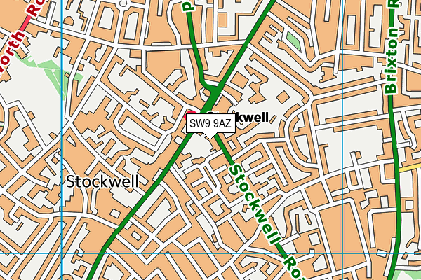 SW9 9AZ map - OS VectorMap District (Ordnance Survey)