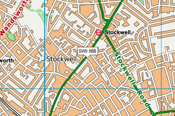 SW9 9BB map - OS VectorMap District (Ordnance Survey)