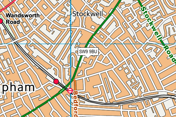 SW9 9BU map - OS VectorMap District (Ordnance Survey)