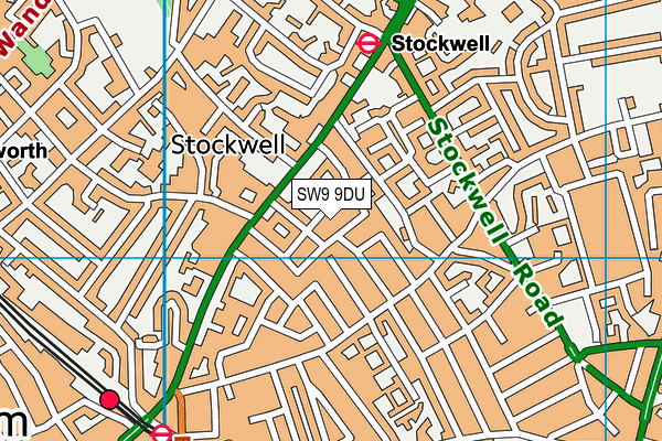 SW9 9DU map - OS VectorMap District (Ordnance Survey)