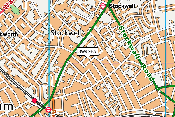 SW9 9EA map - OS VectorMap District (Ordnance Survey)