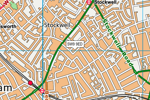 SW9 9ED map - OS VectorMap District (Ordnance Survey)