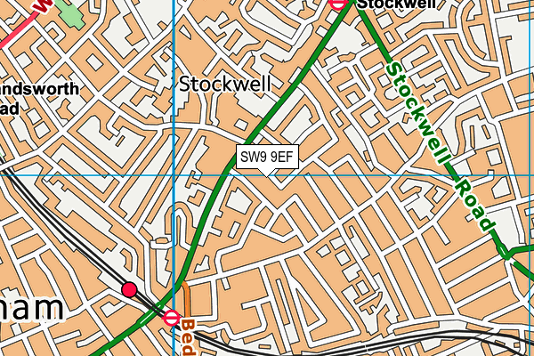 SW9 9EF map - OS VectorMap District (Ordnance Survey)