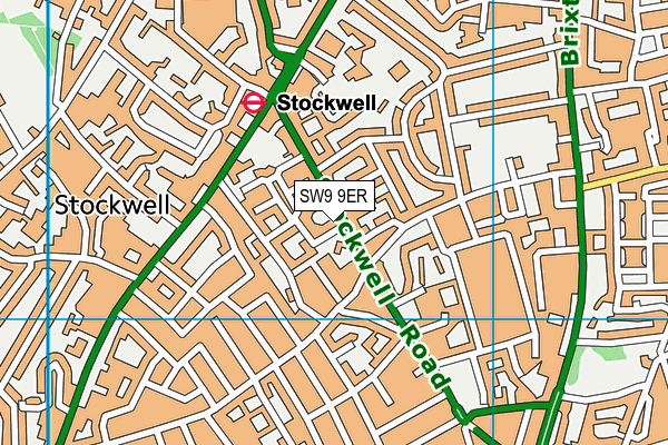 SW9 9ER map - OS VectorMap District (Ordnance Survey)