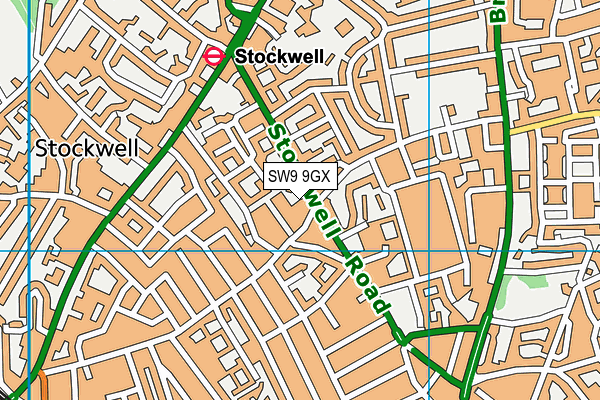SW9 9GX map - OS VectorMap District (Ordnance Survey)