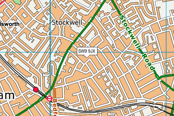 SW9 9JX map - OS VectorMap District (Ordnance Survey)