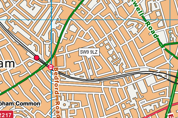 SW9 9LZ map - OS VectorMap District (Ordnance Survey)