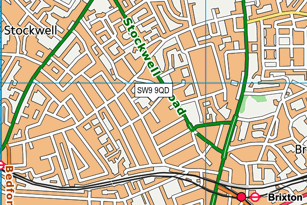 SW9 9QD map - OS VectorMap District (Ordnance Survey)
