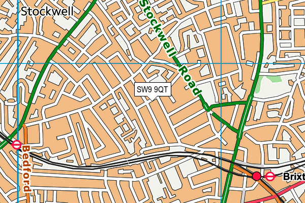 SW9 9QT map - OS VectorMap District (Ordnance Survey)