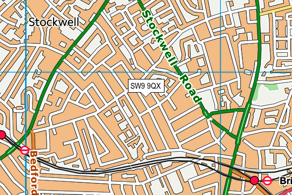 SW9 9QX map - OS VectorMap District (Ordnance Survey)