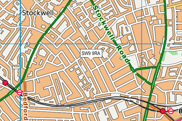 SW9 9RA map - OS VectorMap District (Ordnance Survey)