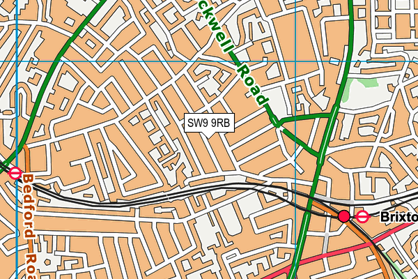 SW9 9RB map - OS VectorMap District (Ordnance Survey)