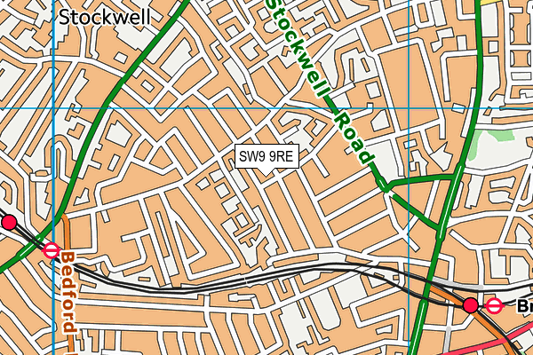 SW9 9RE map - OS VectorMap District (Ordnance Survey)