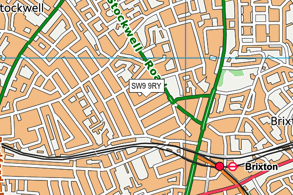 SW9 9RY map - OS VectorMap District (Ordnance Survey)