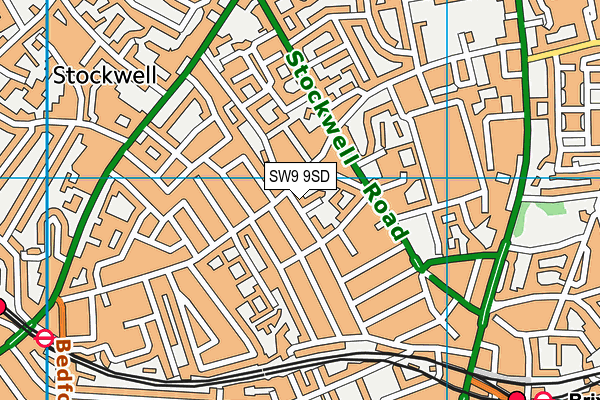 SW9 9SD map - OS VectorMap District (Ordnance Survey)