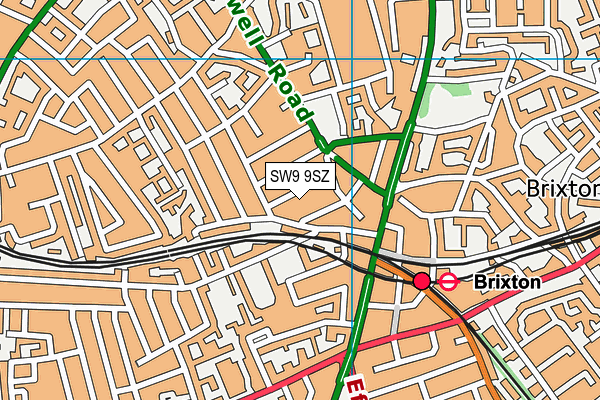 SW9 9SZ map - OS VectorMap District (Ordnance Survey)