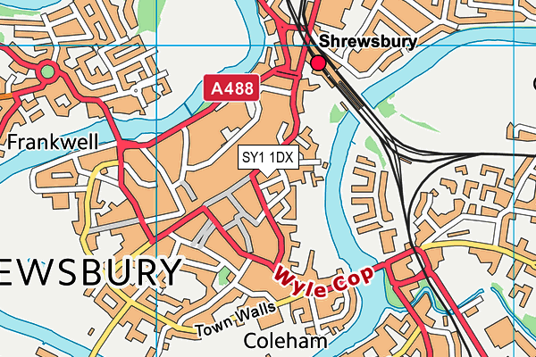 SY1 1DX map - OS VectorMap District (Ordnance Survey)