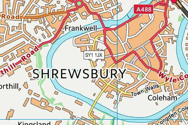 SY1 1JX map - OS VectorMap District (Ordnance Survey)