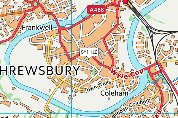 SY1 1JZ map - OS VectorMap District (Ordnance Survey)