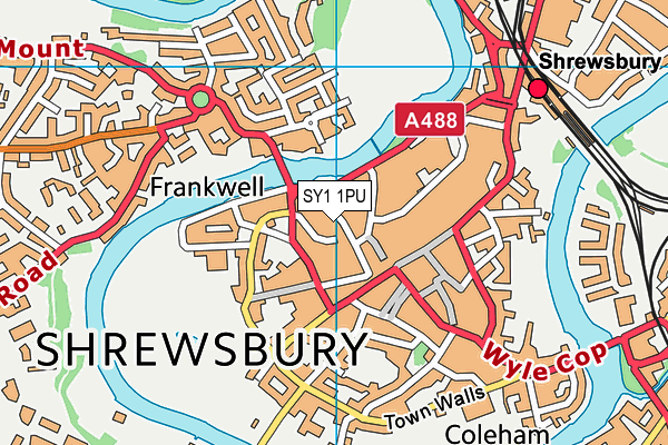 Bodytech Health Club (Shrewsbury) map (SY1 1PU) - OS VectorMap District (Ordnance Survey)