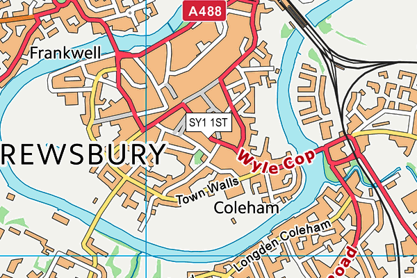 SY1 1ST map - OS VectorMap District (Ordnance Survey)