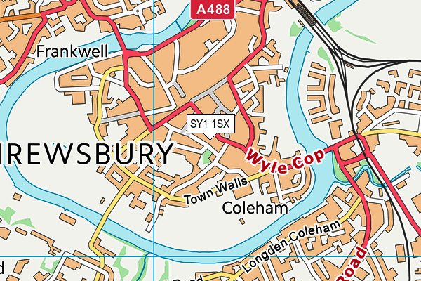 SY1 1SX map - OS VectorMap District (Ordnance Survey)