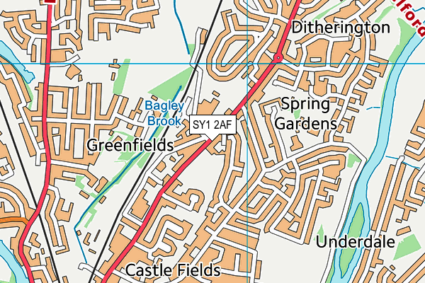 SY1 2AF map - OS VectorMap District (Ordnance Survey)