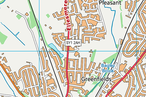 Greenfields Primary School map (SY1 2AH) - OS VectorMap District (Ordnance Survey)