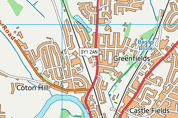 SY1 2AN map - OS VectorMap District (Ordnance Survey)