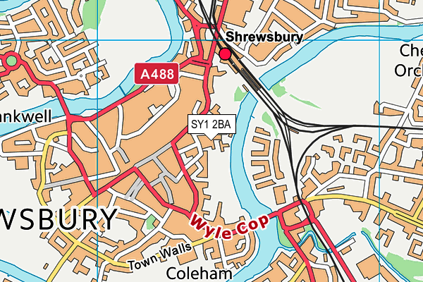 SY1 2BA map - OS VectorMap District (Ordnance Survey)