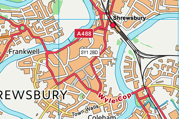 SY1 2BD map - OS VectorMap District (Ordnance Survey)