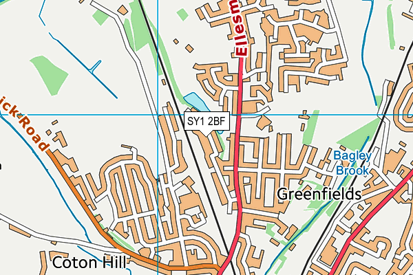 SY1 2BF map - OS VectorMap District (Ordnance Survey)