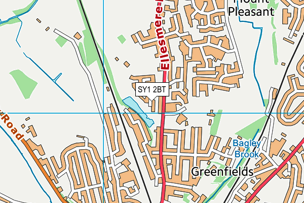 SY1 2BT map - OS VectorMap District (Ordnance Survey)