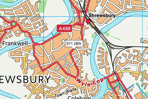 SY1 2BW map - OS VectorMap District (Ordnance Survey)